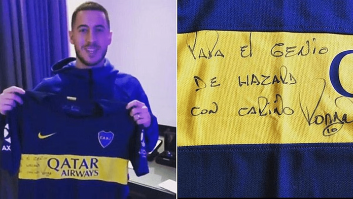 EDEN HAZARD ES FAN DE BOCA JUNIORS